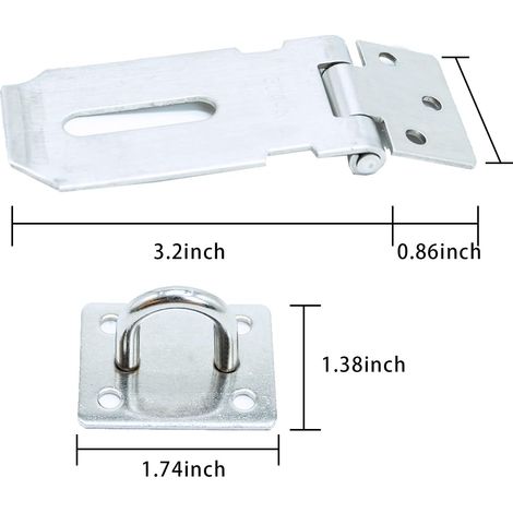 Loquet de porte avec cadenas, loquet deen acier inoxydable et agrafe - Loquet de sécurité robuste pour abri de jardin, armoire, cage pour animaux de compagnie, argent (1/5)
