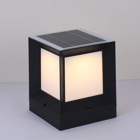 Moderne énergie solaire pelouse Paysage Colonne lumineuse IP65 pilier carré étanche Lampe en aluminium traditionnel Noir Acrylique Bollard (xl) (1/5)