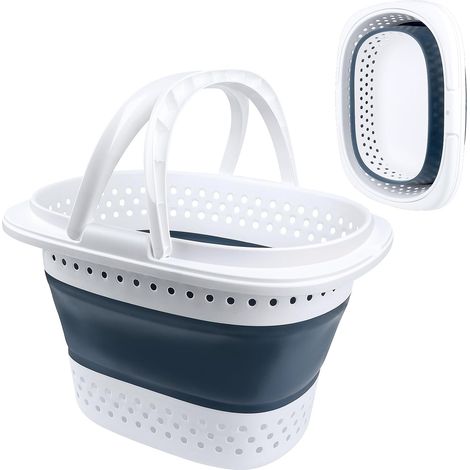Panier à linge pliable en plastique, bac de transport pour lessive, rangement compact gain de place (1/5)