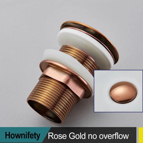(Rose Gold)Brushed Gold Pop Up Drain Bathroom Sink Plug Drainer Faucet Wash Accessories (1/4)