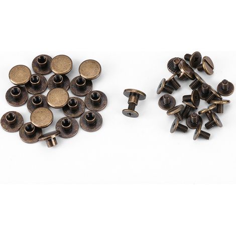 GARRYFIZH 20 vis, écrous, clous et rivets à tête plate en cuivre et laiton avec capuchon en cuir (5 mm)