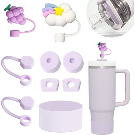 (Kit violet clair de 9 pièces) 6 bouchons anti-soulèvement en silicone et 2 bouchons adaptés aux bandes LED de 9 à 10 mm (1/4)