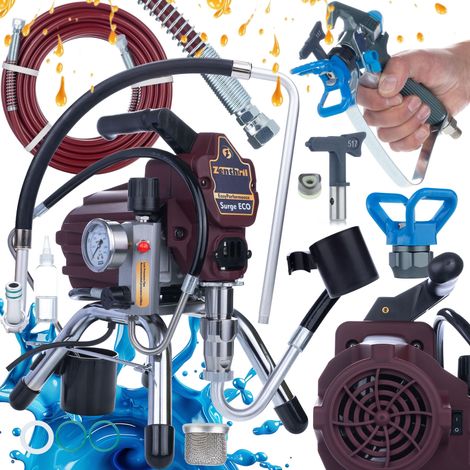 Zenthril Surge Eco Farbspritzgerät – 1800 W, 200 bar, 2 l/min, 0,019" Düse  Hydrodynamisch, EasyPerformance Serie  Für Innen- & Außenfarben  Airless Spritzgerät