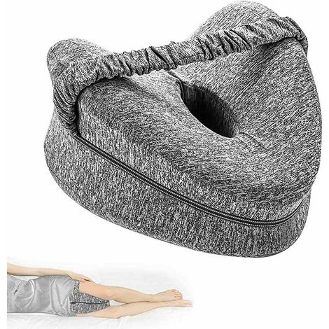 Cuscino per le gambe per dormire, cuscino per le ginocchia in memory foam per dormire, con cinturino, per dolori alle gambe, mal di schiena, sciatica, gravidanza, per chi dorme sul fianco (grigio)