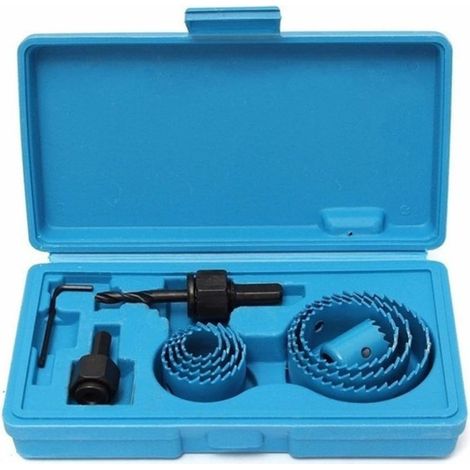 11 Pcs Kit Scies Cloches bi-métal en Acier Carbone 19-64mm Scie Cloche Coffret pour Bois, Plaque de Plâtre et Plaques de Plâtre bleu, Profondeur de Coupe 25 mm (1/4)