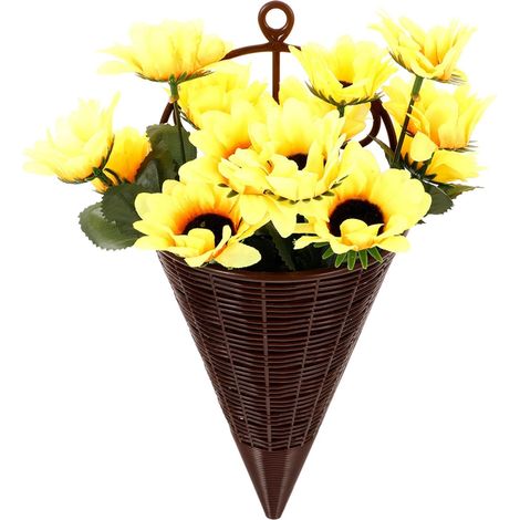 BESPORTBLE Panier suspendu Fleurs de tournesol artificielles jaunes à l'aspect réaliste (1/5)