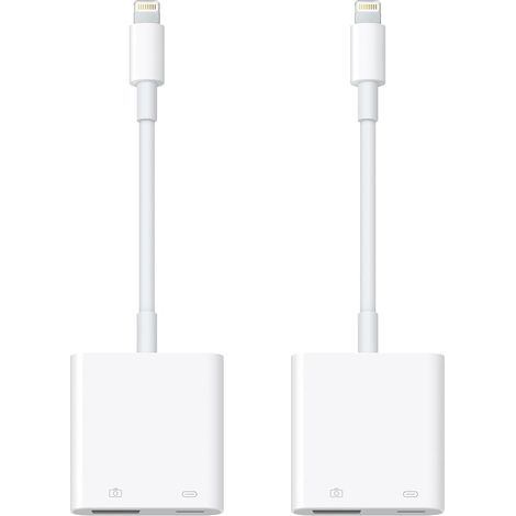 Lot de 2 adaptateurs Lightning vers USB pour appareil photo avec port de charge pour iPhone, adaptateur OTG femelle USB 3.0 compatible avec carte iPhone/iPad, lecteurs, clés USB, claviers, souris (1/5)