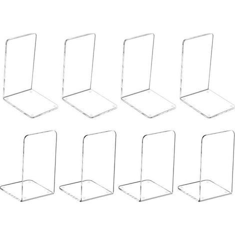 Serre-livres en acrylique transparent, antidérapants, pour le rangement sur étagère, papeterie décorative, cadeau (18,8 x 12 cm, 4 paires)-Karteo (1/5)