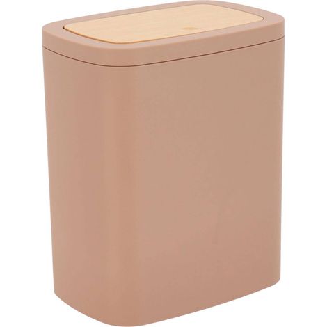 Poubelle abs rubber + pvc facon bambou 5l - cappuccino - Tendance (1/2)
