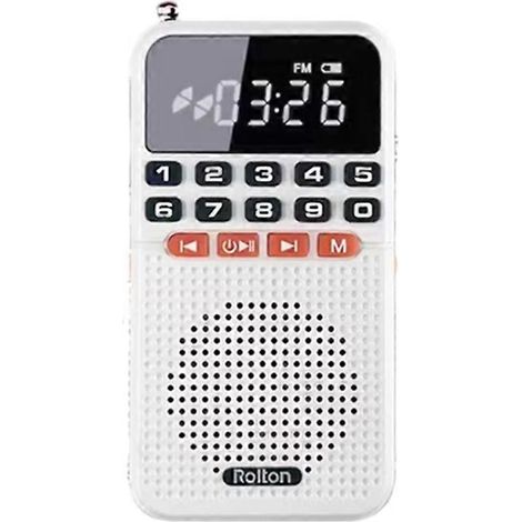 Rolton AM/FM-tragbares Radio mit Bluetooth 5.0, TF-Kartensteckplatz und LED-Taschenlampe, ideal für den Einsatz zu Hause und im Freien (weiß). (1/5)