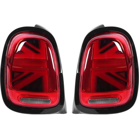 Luces traseras LED completas con el diseño de la bandera británica y lente roja, aptas para F55, F56 y F57 (2014-2020).