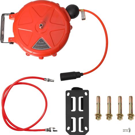 Enrouleur de tuyau d'air, rétractable automatique, monté au mur, Rouge (1/2)
