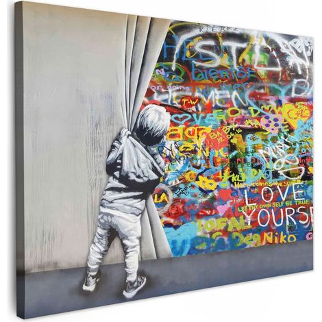 Canvas Print Graffiti - Boy - Ilussie - Street art 80x60 cm