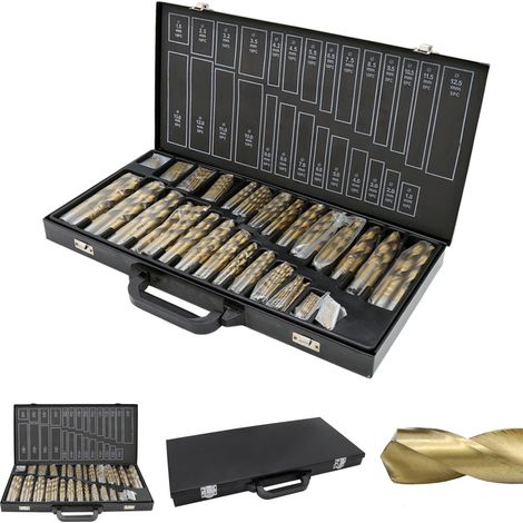 Jiubiaz Set Forets 230 Pièces HSS Forets Hélicoïdaux Métal Bois avec Revêtement TiN et Coffret Trié pour Atelier Qualité Pro Usage Rapide (1/5)