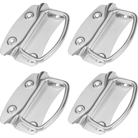 4 poignées de bagage robustes en acier 100 x 70 mm pour caisse à outils en bois, conteneur de transport, meubles (argent) (1/5)