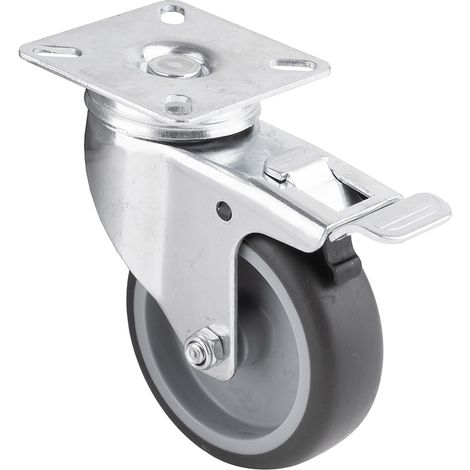 Ruedas para muebles de servicio ligero, llantas blandas 75/70 con freno SANS MARQUE