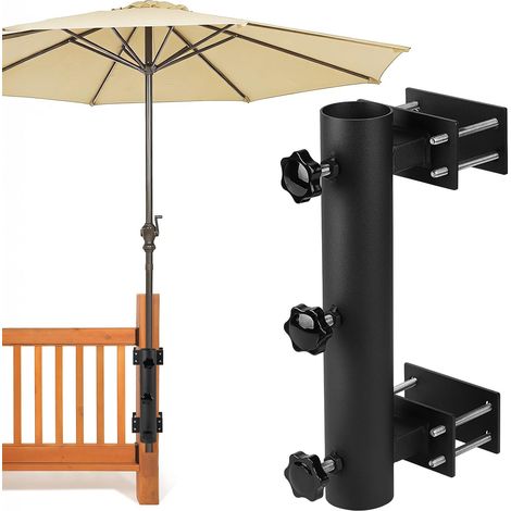 Bardusch - Support de Parasol Robuste, Pied de Parasol Fixe pour Terrasse, Fixation pour Balustrade de Terrasse, Pince Réglable pour Balustrade, Plage,Balcon (1/5)