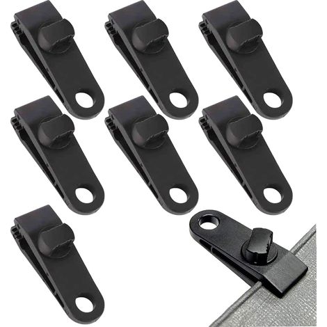 Clip Tente - Clip Bâche Crocodile avec Vis Réglable - Pour Bâches, Stores, Bannières, Toiles de Camping et Abris Extérieurs - Lot de 8 (1/5)