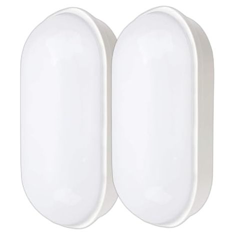 LED Deckenleuchte 20W 2200lm Kellerbeleuchtung Oval Deckenlampe IP55 Wasserdicht Wandleuchte für Bad Garage Flur Werkstatt Garten Balkon Neutralweiß 2 Stück