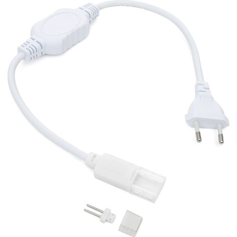 Ledkia – Câble redresseur pour ruban LED 220V AC SMD2835 IP65 – Largeur 12mm – Monochrome blanc – Connexion directe au réseau électrique