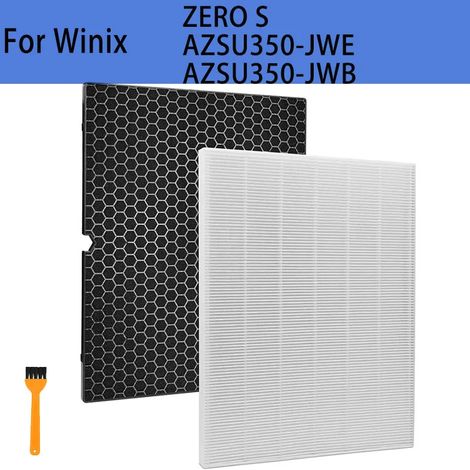 (1 jeu - CN) Filtre de rechange compatible avec les purificateurs d'air Winix ZERO S (AZSU350-JWE) et AZSU350-JWB : filtre à charbon actif et filtre HEPA. (1/4)