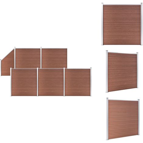 Zaunfelder - Living WPC Zaun-Set 5 Quadrate + 1 Schräge 965x186 cm Braun (1/5)