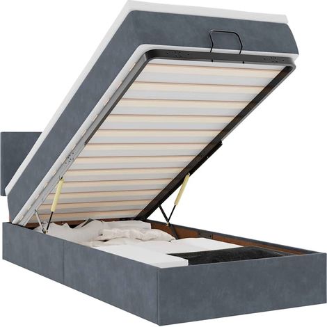 Maison Exclusive - Ottoman-Bett mit Matratze & LEDs Dunkelgrau 90