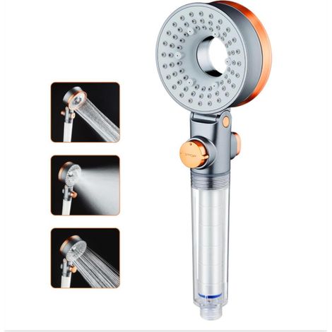 Pommeau de Douche Economie D'eau, Anti Calcaire Douchette avec Filtre, Haute Pression Pomme avec 3 Modes de Jet, SPA Pomme de Douche (1/5)
