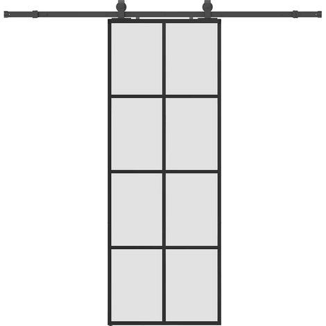 Porte coulissante,Porte intérieure,Porte d'entrée kit de quincaillerie noir 76x205 cm verre ESG CFW71059 (1/5)