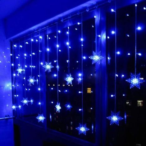 Guirlande Lumineuse Bleue en Rideau LED 3,5m, 96 LEDs Étoiles, Décor Fenêtre, Lumière Décorative Étoilée, Guirlande de 96 Ampoules pour Fête Maison, Éclairage Scintillant (1/5)