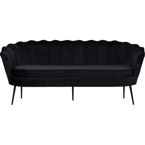 Nice Sofa 3 Personen velour schwarz.