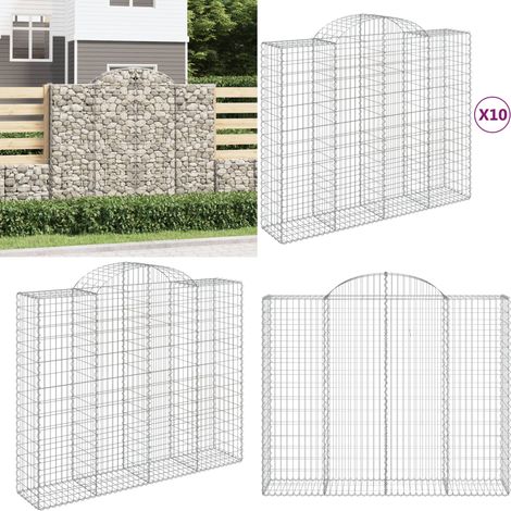 Gabionen mit Hochbogen 10Stk. 200x50x160/180cm Verzinktes Eisen - Gabionen - Gabionenkorb - Gartendeko - Gartenzubehör - Zaun - Home & Living (1/5)