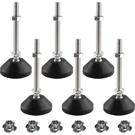 Lot de 6 pieds réglable M8 x 80 mm - Vis de réglage - Pied de meuble - Peut porter - Pieds réglables - Vis réglables - Pied réglables - Inclinaison maximale de 20 ° (6PCS M8 x 80mm) (1/5)