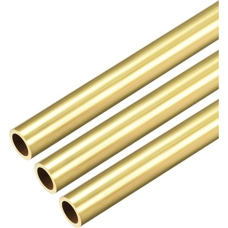 sourcing map Brass Tube Round 300mm Length 8mm External Diameter 1mm Wall Thickness Seamless Straight Pipe 3 Pcs (1/4)