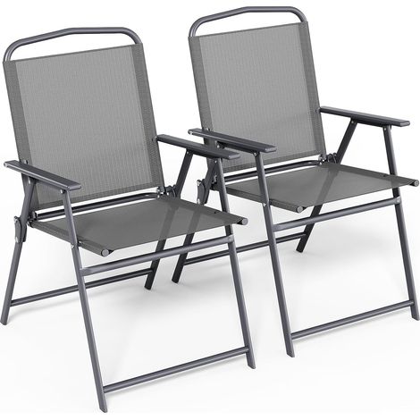Gartenstühle 2er Set, Klappstühle mit Rückenlehne Armlehnen, Terrassenstühle, Outdoor-Stühle Essstühle, bis 150 kg Belastbar, Klappsessel für Camping, Strand, Garten, Pool, Terrasse, Gau (1/5)