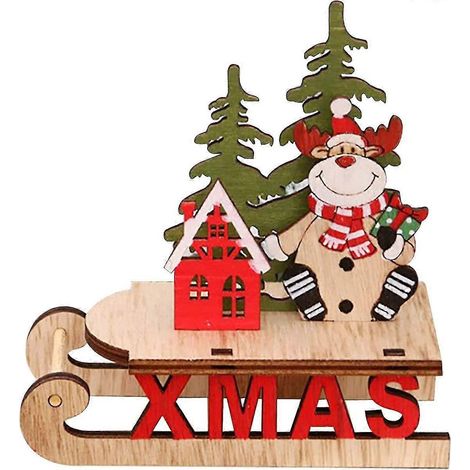 Décorations de Noël en bois : Père Noël, bonhomme de neige, renne - Étiquettes de Noël en bois (1/5)