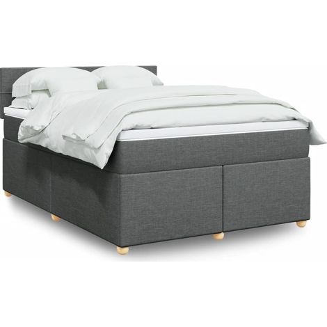 Boxspringbett mit Matratze Dunkelgrau 160x200 cm Stoff