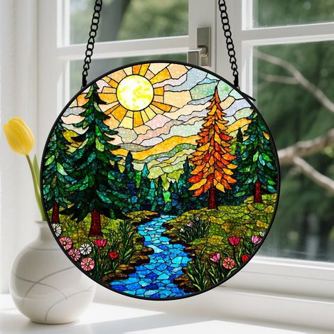 Capteur de Soleil en Vitrail  Décoration Spirituelle pour Maison 15cm (1/4)