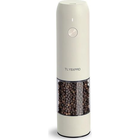 1 Pièce - Moulin à poivre électrique - Moulin à sel automatique - Réglage 6 niveaux avec lumière LED - Pour cuisine et table à manger - Crème de Beurre - 46g (1/5)