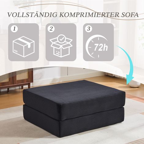 Fauteuil à compression en velours côtelé sur cadre métallique. Rembourrage épais ergonomique avec poche latérale et coussin,combinable librement. (1/5)