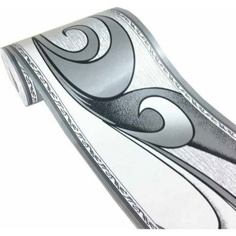 Frise Murale - - Gris - 10cm x 9m - PVC Écologique - Autocollante et Amovible (1/4)