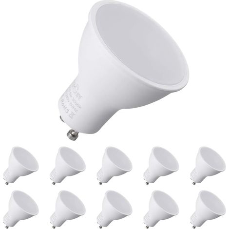 Ampoules LED GU10, 7 W équivalent à une ampoule halogène de 70 W, 550 ml, blanc chaud 3000 K, lot de 10 [Classe énergétique A++] [Classe énergétique F] (1/5)