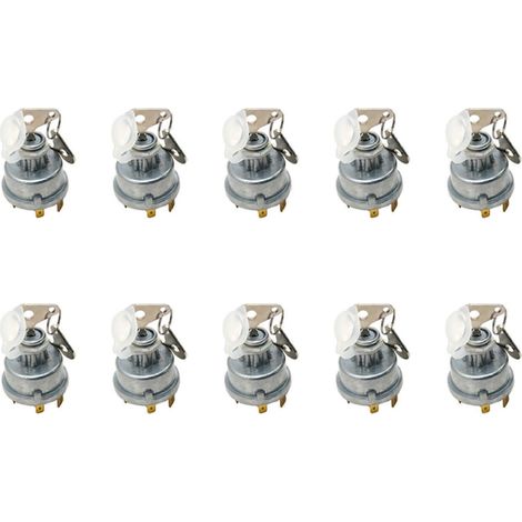 Interrupteur d'allumage universel pour tracteurs et engins agricoles (10 pièces) avec clés, démarreur, compatible avec Massey Ferguson 30 275, Case JCB 35670 et autres engins de chantier. (1/5)