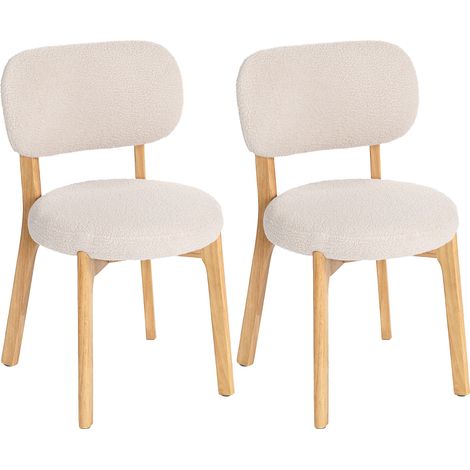 Lot de 2 chaises design bouclettes EWAN crème (1/5)