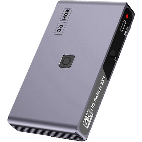 Le commutateur est compatible avec trois entrées et une sortie, et permet de découper l'écran 4K. (1/5)