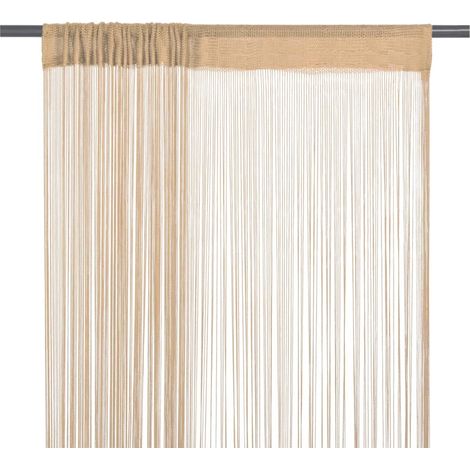2 pcs Rideau en fils,Rideau d'intimité 100 x 250 cm Beige CFW46960 (1/4)