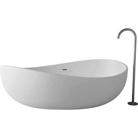 BERNSTEIN - Vasca da bagno Solid Stone Island, Superficie Solide, WAVE bianco, 180x110cm - Bianco brillante Opaco (1/5)