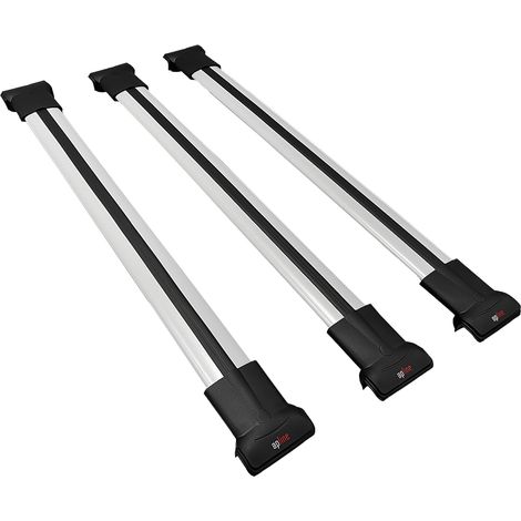 Compatible avec Toyota Land Cruiser Prado (J120) 2002-2009 FLY Modèle Barres de Toit Railing Porte-Bagages de Voiture Aluminium Gris 3 Barres (1/5)