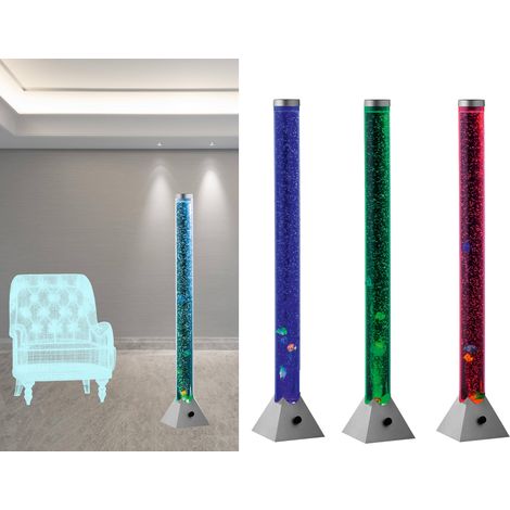Sprudelnde Farbwechsel LED Lichtsäule MOTION Wassersäule & Deko Fischen 130cm