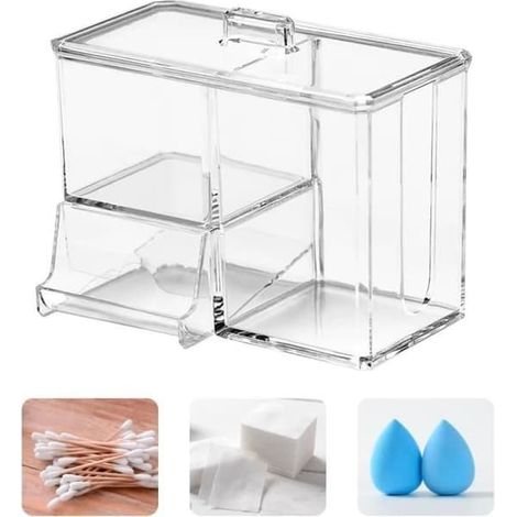 SABIR-Porte-cotons-tiges, Boîte de rangement pour cotons-tiges, Distributeur de cotons-tiges (1/4)